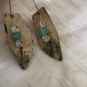 Handmade wooden/beaded earrings